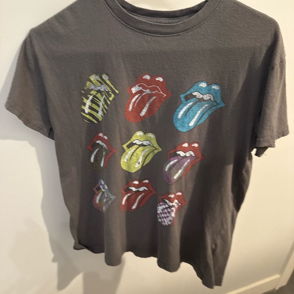 Rolling Stones Gray and Red Short Sleeve Tee with Iconic Logo - Picture 1 of 2